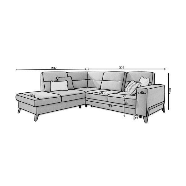 Rožinės spalvos iš velveto sulankstoma/su sandėliavimo vieta kampinė sofa (su kairiuoju kampu/„L“ formos) Cassara – ELTAP-image-2