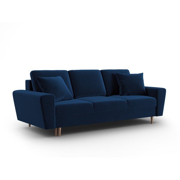 Mėlynos spalvos iš velveto sulankstoma/su sandėliavimo vieta sofa 235 cm Kyoto – Cosmopolitan Design-image-1