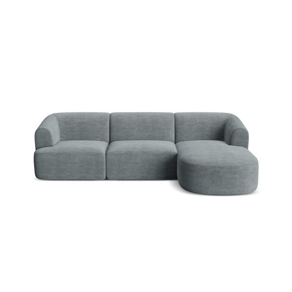 Tamsiai pilkos spalvos kampinė sofa iš kordinio velveto (su dešiniuoju kampu/su gultu) Campi – Cosmopolitan Design-image-2