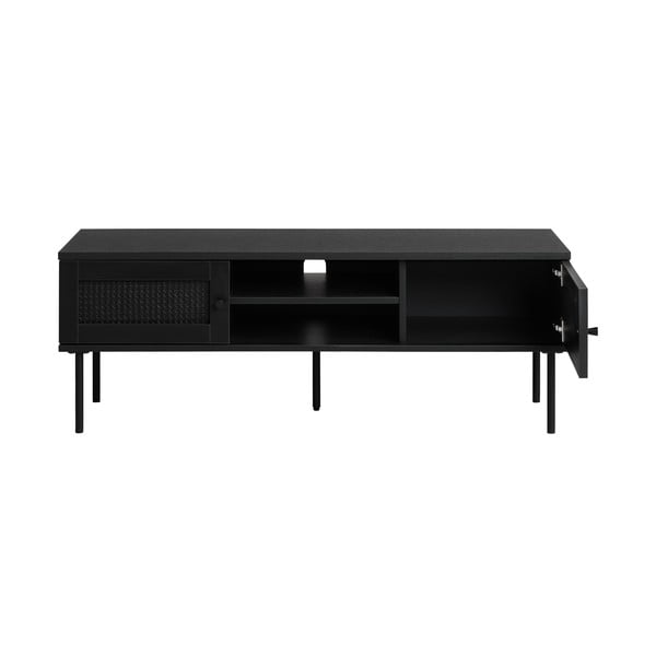Juodos spalvos ąžuolinis TV staliukas 120x43 cm Pensacola - Unique Furniture-image-3