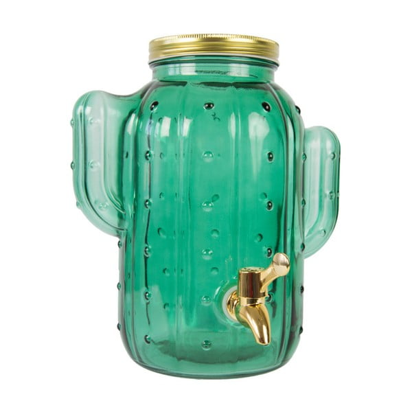 Žalias stiklinis indelis su čiaupu "Fisura Cactus Cristal Verde