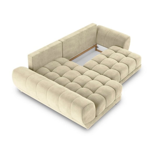 Smėlio spalvos aksominė sofa-lova Windsor & Co Sofos Nuage, kairysis kampas-image-4