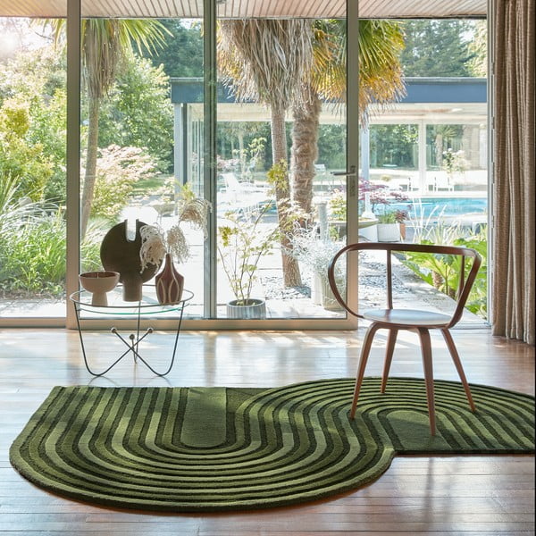 Rankų darbo žalios spalvos iš vilnos kilimas 200x290 cm Conway Retro – Flair Rugs-image-1