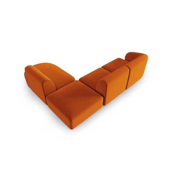 Terakotos spalvos iš velveto kampinė sofa (su dešiniuoju kampu/„L“ formos) Paolo – Milo Casa-image-3