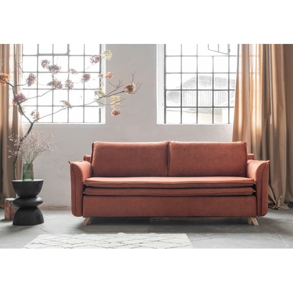 Iš velveto sulankstoma sofa raudonos plytų spalvos 225 cm Charming Charlie – Miuform-image-1