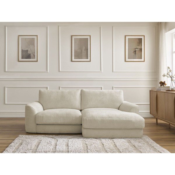 Smėlio spalvos kampinė sofa iš šenilinio audinio (su dešiniuoju kampu/su gultu) Leonore – Bobochic Paris-image-1