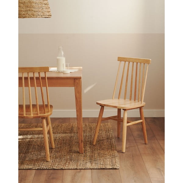 Natūralios spalvos iš kaučiukmedžio masyvo valgomojo kėdės 2 vnt. – Kave Home-image-1