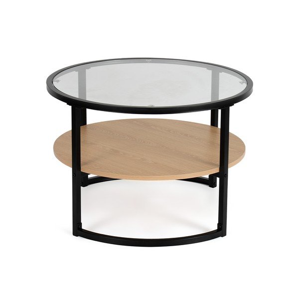 Juodos spalvos/natūralios spalvos apvalios formos kavos staliukas iš ąžuolo ø 68 cm Zanu – Bonami Essentials-image-3