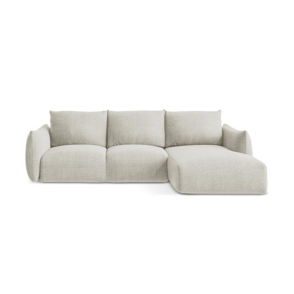 Smėlio spalvos sulankstoma kampinė sofa (su dešiniuoju kampu/su gultu) Leila – Makamii