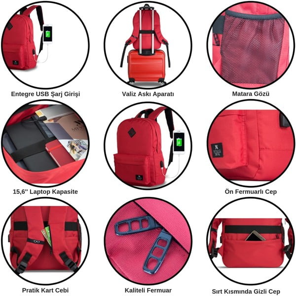 Violetinė kuprinė su USB jungtimi My Valice SPECTA Smart Bag-image-3