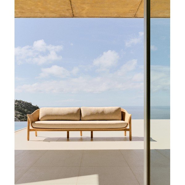 Smėlio spalvos/natūralios spalvos iš audinio sodo sofa Galea – Kave Home-image-1