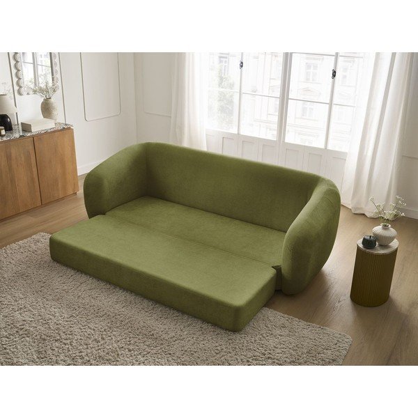 Žalios spalvos sulankstoma sofa iš šenilinio audinio 228 cm Neyo – Bobochic Paris-image-1