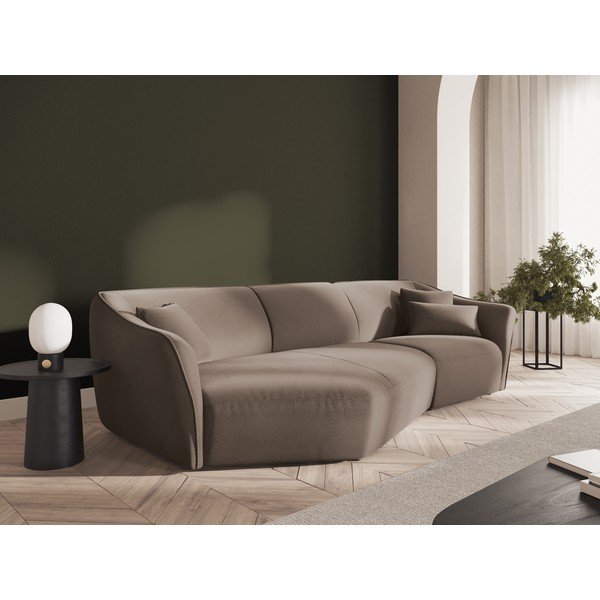 Iš velveto kampinė sofa rudos spalvos Tokyo – Cosmopolitan Design-image-1
