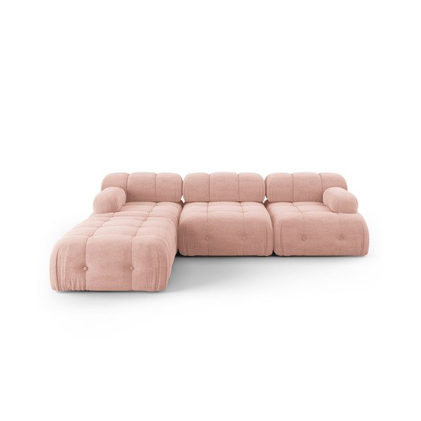 Kampinė sofa šviesiai rožinės spalvos Ferento – Cosmopolitan Design