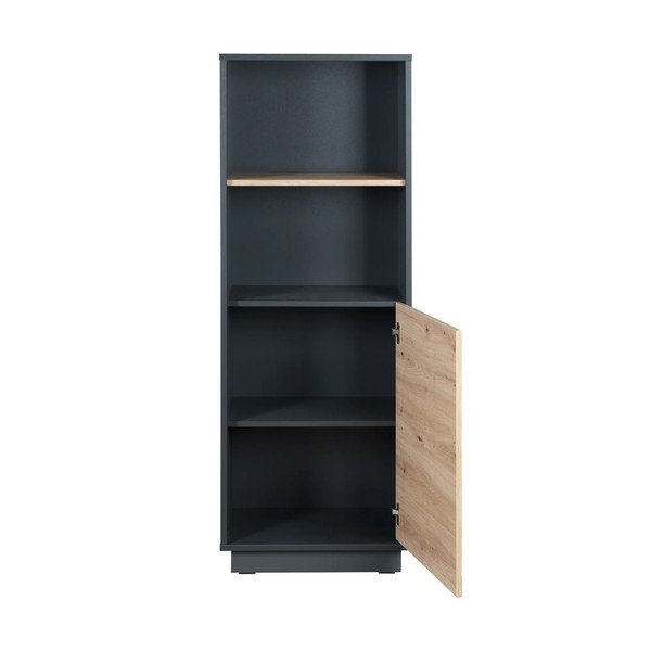 Vaikiška knygų spinta antracito spalvos/natūralios spalvos iš ąžuolo 55x150 cm Lenn – Roba-image-2