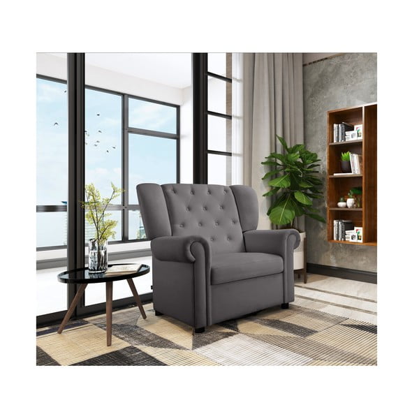 Iš velveto supamasis/Chesterfield krėslas pilkos spalvos Lillyse – Støraa-image-3
