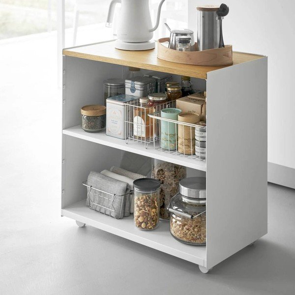Baltos spalvos iš metalo lentyna ant ratukų 60x59x35 cm Tower – YAMAZAKI-image-4