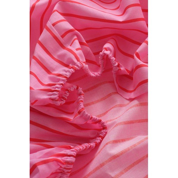 Rožinės spalvos iš organiškos medvilnės paklodė su guma 180x200 cm Sima – Jotex