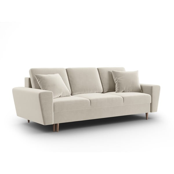 Smėlio spalvos iš velveto sulankstoma/su sandėliavimo vieta sofa 235 cm Kyoto – Cosmopolitan Design-image-1
