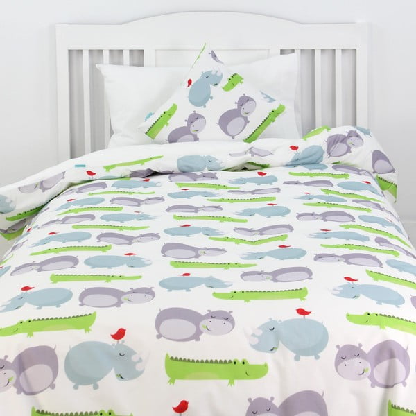 Vaikiška medvilninė patalynė su begemotais, 140 x 200 cm-image-1