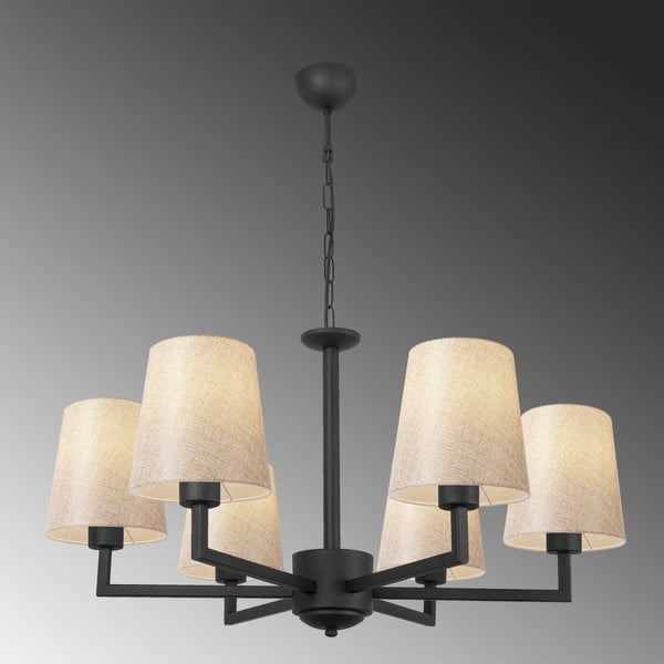 Juodos spalvos kabantis šviestuvas su tekstiliniu gaubtu Profil – Opviq lights-image-3