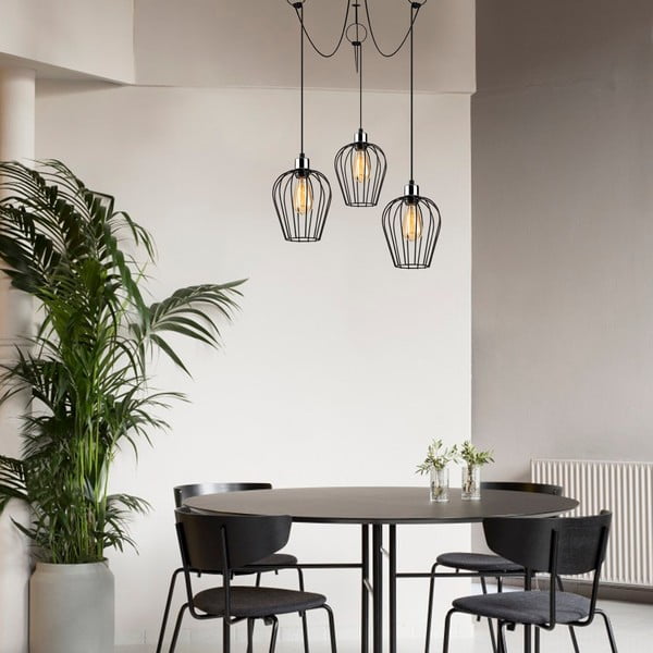 Juodas pakabinamas šviestuvas su 3 lemputėms Opviq lights Tel Chain-image-4