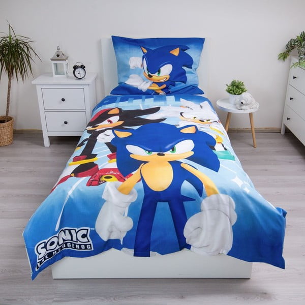 Mėlynos spalvos iš mikropluošto viengulė vaikiška patalynė 140x200 cm Sonic – Jerry Fabrics-image-1