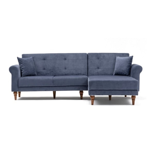 Mėlynai pilka sofa lova "Madona", dešinysis kampas