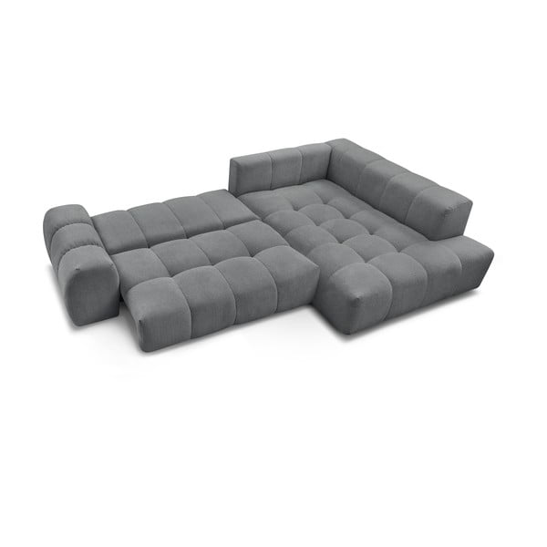 Tamsiai pilkos spalvos iš šenilinio audinio sulankstoma/su sandėliavimo vieta kampinė sofa (su dešiniuoju kampu/„L“ formos) Everest – Bobochic Paris-image-4
