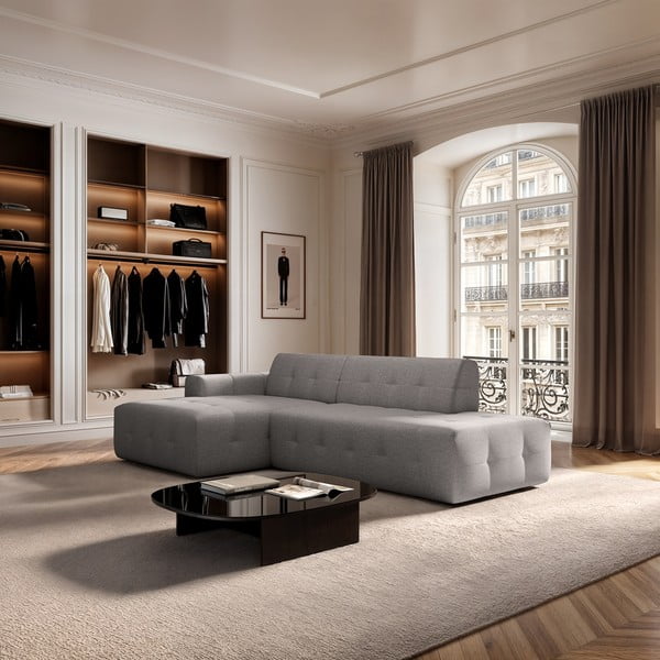 Pilkos spalvos kampinė sofa (su kairiuoju kampu/su gultu) Tuil – Rodier-image-1
