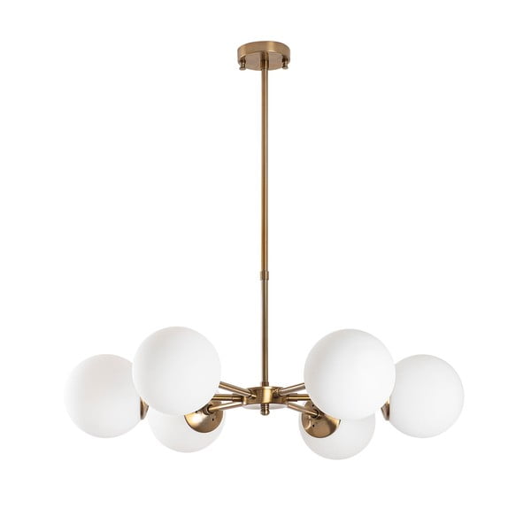 Baltos spalvos/žalvario spalvos kabantis šviestuvas ø 73 cm su stiklo gaubtu Akkas – Opviq lights