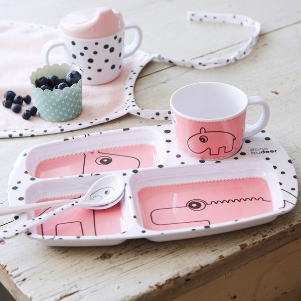 Vaikiška pietų lėkštė "Happy Dots", avietinė-image-1