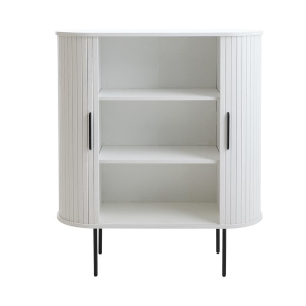Spintelė baltos spalvos su stumdomomis durimis 100x118x40 cm Nola – Unique Furniture-image-2