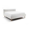 Šviesiai pilkos spalvos dvigulė lova audiniu dengta su sandėliavimo vieta su lovos grotelėmis 180x200 cm Lotte – Meise Möbel