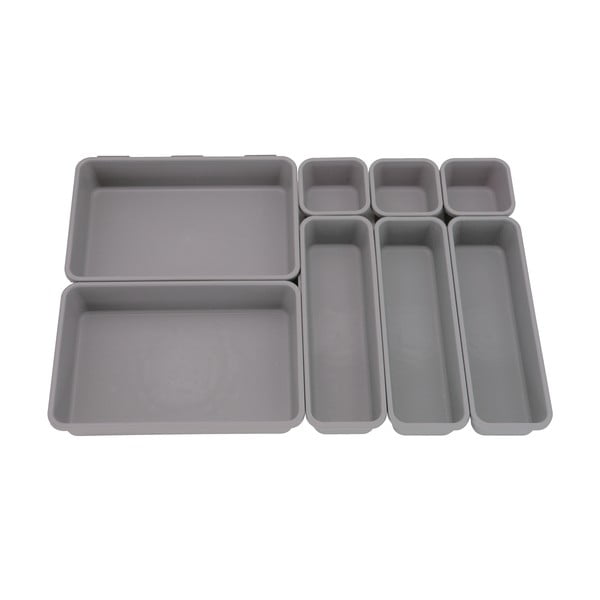 Pilki plastikiniai stalčių organizatoriai, 8 vnt. - Addis-image-3