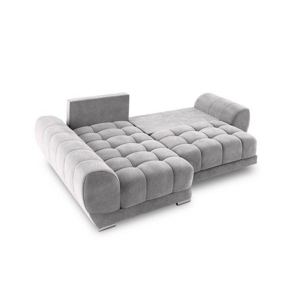 Šviesiai pilka kampinė sofa-lova su aksomo apmušalais Windsor & Co Sofos Nuage, kairysis kampas-image-4