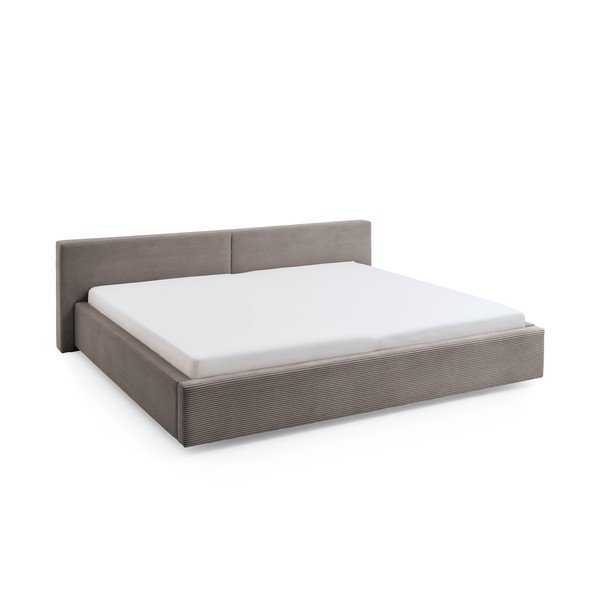 Taupe spalvos dvigulė lova audiniu dengta su sandėliavimo vieta su lovos grotelėmis 200x240 cm Cube – Meise Möbel