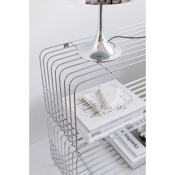 Blizgios sidabrinės spalvos iš metalo kelių aukštų sieninė lentyna 70 cm Wire – Mette Ditmer Denmark-image-3