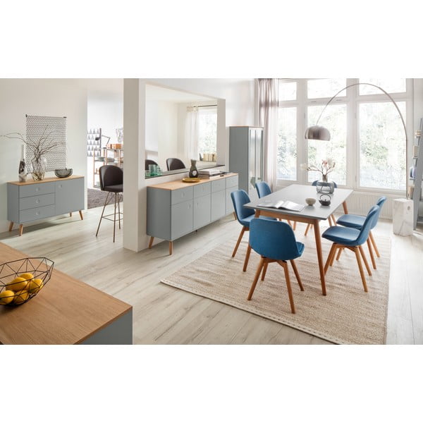 Pilka vitrina su ąžuolinėmis kojomis Tenzo Dot, aukštis 175 cm-image-4