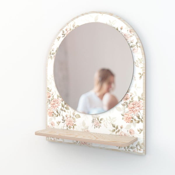 Sieninis veidrodis su lentynėle ø 35 cm Roses - Dekornik