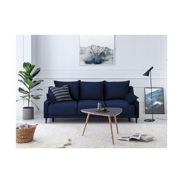 Mėlyna aksominė sofa-lova su daiktadėže Mazzini Sofas Freesia, 215 cm-image-4