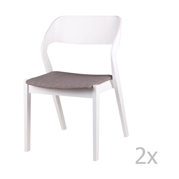 2 baltų valgomojo kėdžių su pilka sėdimąja pagalvėle rinkinys sømcasa Bianca