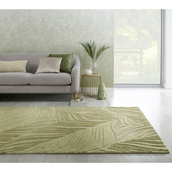 Žalias vilnonis kilimas 200x290 cm Lino Leaf - Flair Rugs-image-1