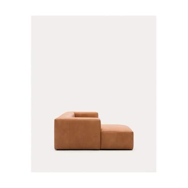 Rudos spalvos kampinė sofa iš odos (su kairiuoju kampu/su gultu) Blok – Kave Home-image-4
