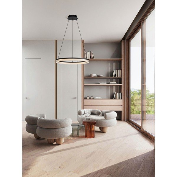 Matinės juodos spalvos iš aliuminio kabantis šviestuvas LED su pritemdymo funkcija ø 60 cm su gaubtu iš akrilo stiklo Lonela – Nova Luce-image-2