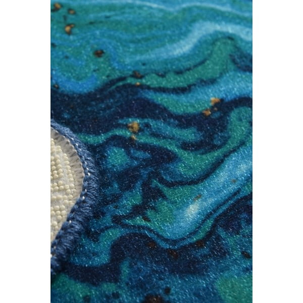 Mėlynas/auksinis vonios kambario kilimėlis 60x40 cm Marbling - Foutastic-image-2