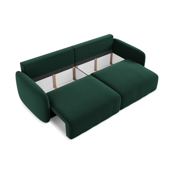 Tamsiai žalios spalvos sulankstoma/su sandėliavimo vieta sofa iš velveto 238 cm Kalena – Makamii-image-4