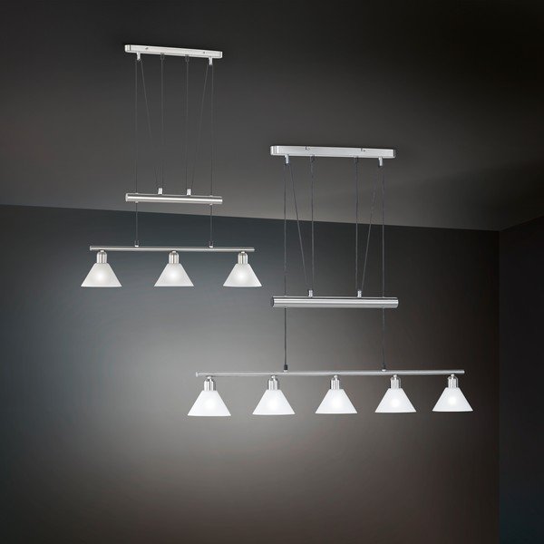 Sidabrinės spalvos kabantis šviestuvas su stiklo gaubtu Stamina – Trio-image-2