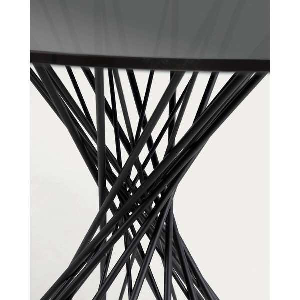 Apvalios formos valgomojo stalas juodos spalvos su stikliniu stalviršiu ø 120 cm Niut – Kave Home-image-3