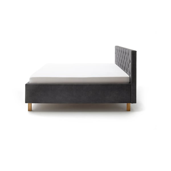Tamsiai pilkos spalvos dvigulė lova audiniu dengta su sandėliavimo vieta su lovos grotelėmis 180x200 cm San Remo – Meise Möbel-image-3